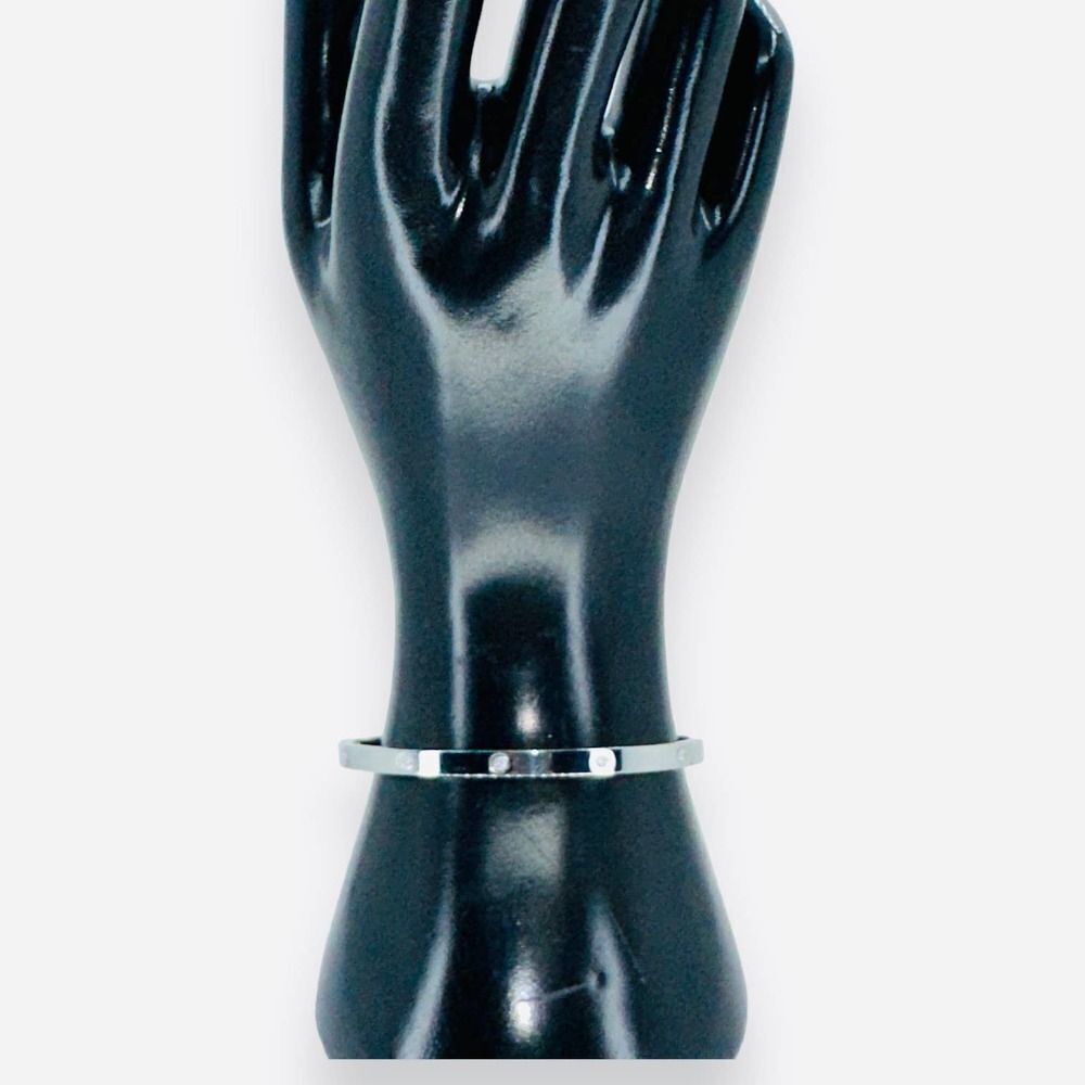 Minimalist Bangle Bracelet Size 6.5 Silverton Accented with Rhinestones